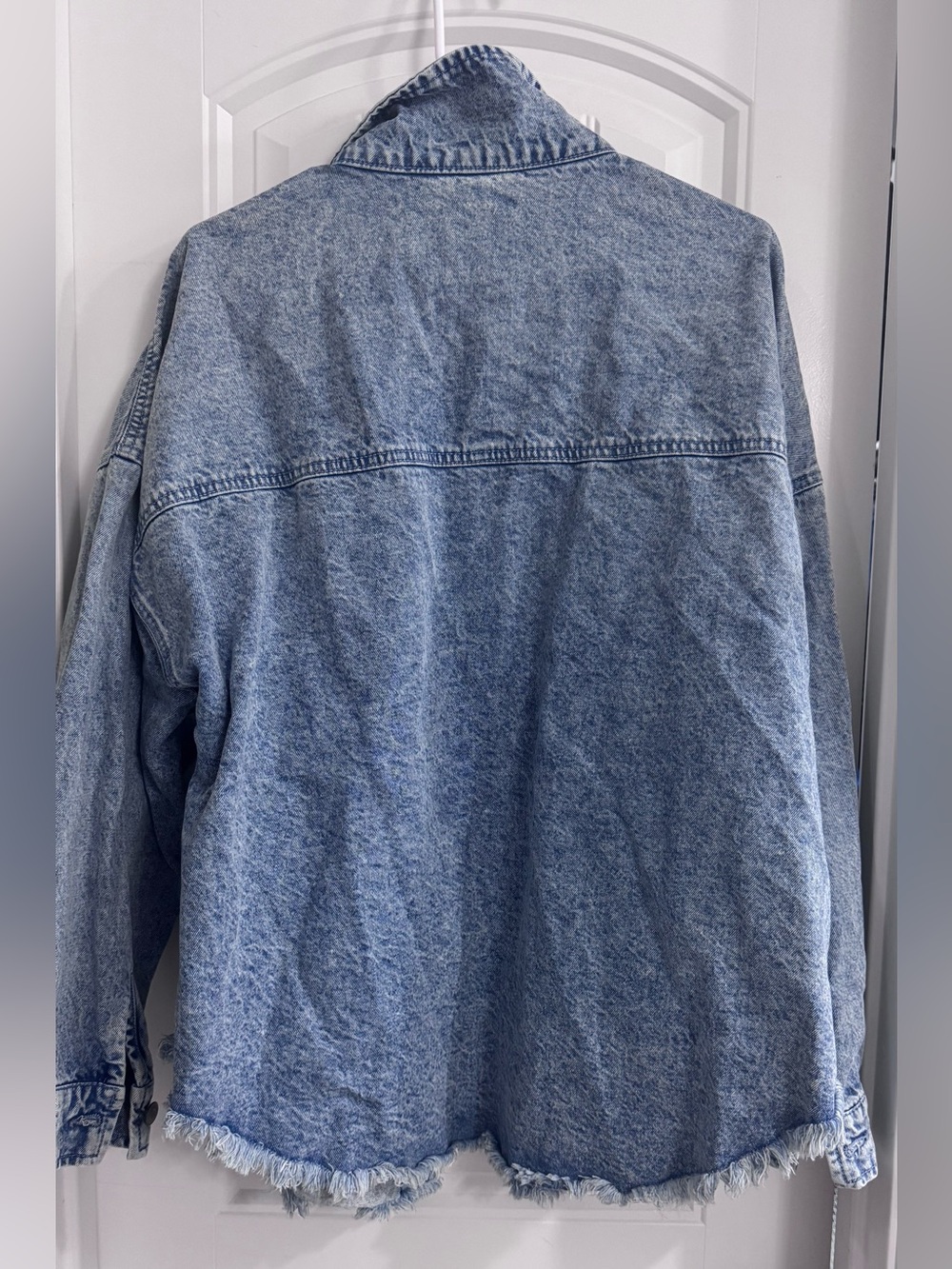 Celebrity Pink Faded Blue Distressed Denim Shacket - Picture 3 of 3